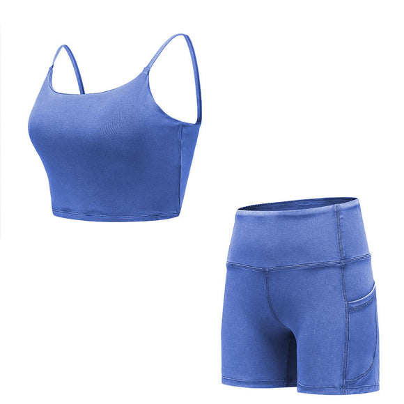 Fast Supplier Acid Wash Custom Logo Yoga Sets Shorts Fitness Women Nylon Spandex
