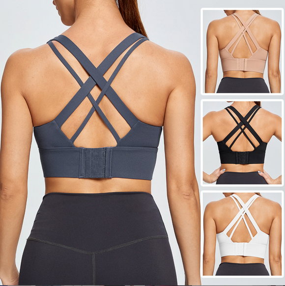 High Quality Designer Custom Nylon Spandex Fitness Yoga Wear gym clothes Workout Adjustable Strap Sports Bra For Women