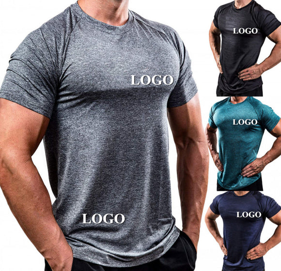 Custom Mens Gym Clothing Solid Color Fitness Wear Training Tights Short Sleeve Sports Training Gym Clothes Men T-shirt
