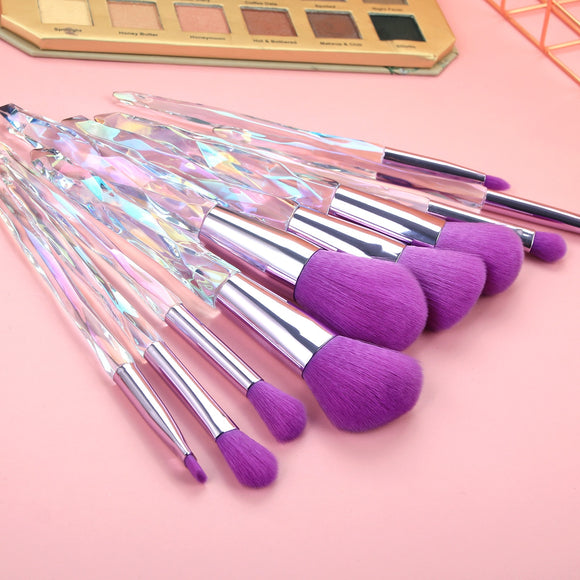 6/10Pcs Purple Crystal Makeup Brushes Set  Cosmetic Powder Foundation Blending Brush Eye Shadow Blush Makeup Brush Tools Kits