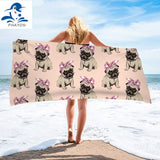 PHAYON 1Pcs Quicky-dry Microfiber Bath Towels Cute Cartoon Dogs 75*150cm Beach Towel Love Large Sport Towels Camping Accessories